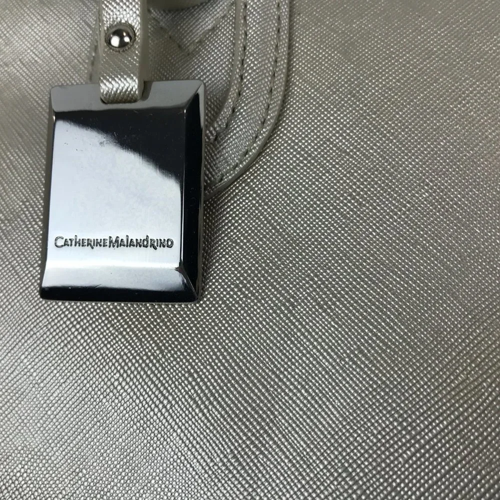 Catherine Malandrino Silver metallic leather tote with crossbody strap